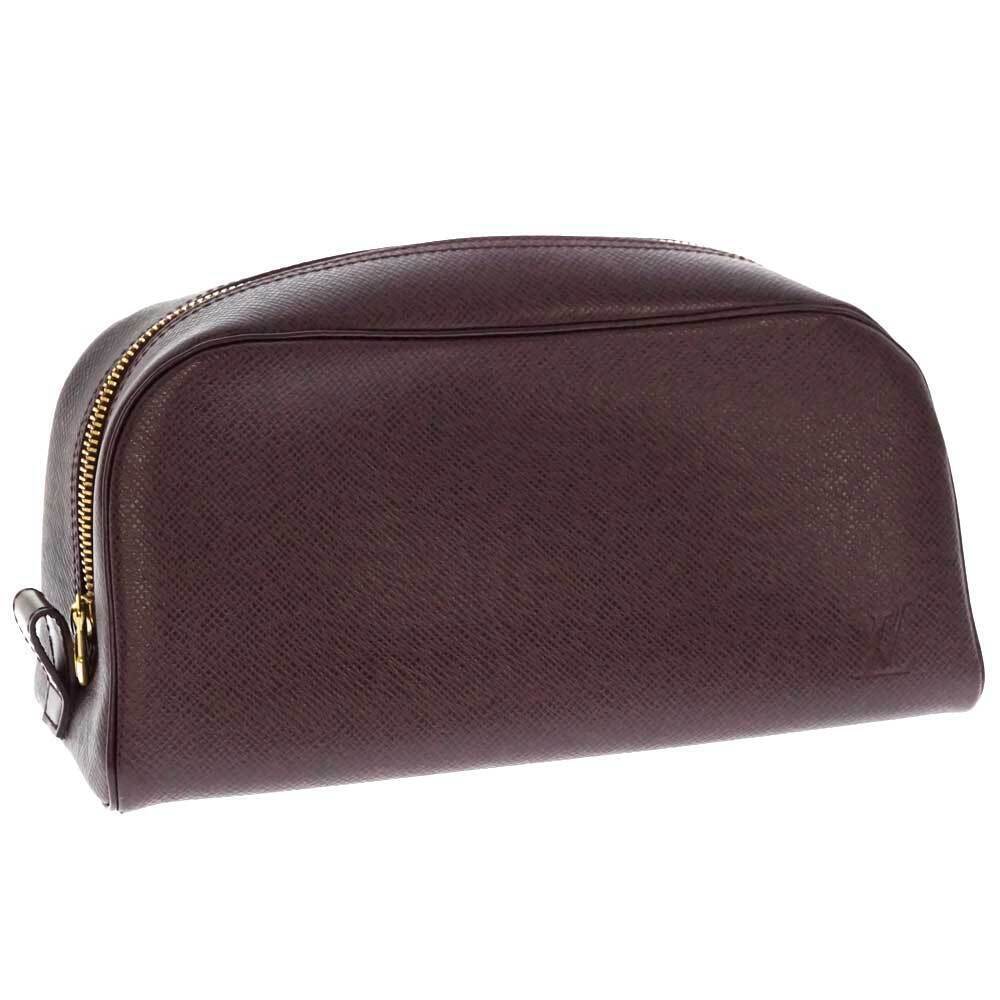 LOUIS VUITTON Trousse Toilette Shoulder Bag Clutch Taiga Acajou Bordeaux Red